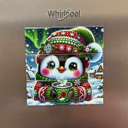 Pinguino con chocolate caliente